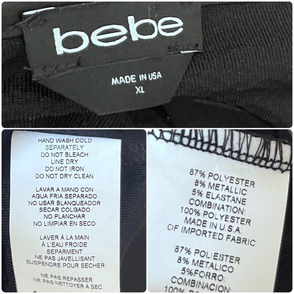 Bebe New Black Sequin Spaghetti Strap Bodycon Mini Dress Size XL - Picture 9 of 11